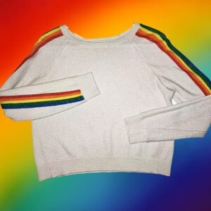 VINTAGE 70s Rainbow Stripe Cream Sweater